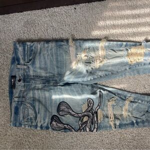 Amiri cobra patchwork denim jeans